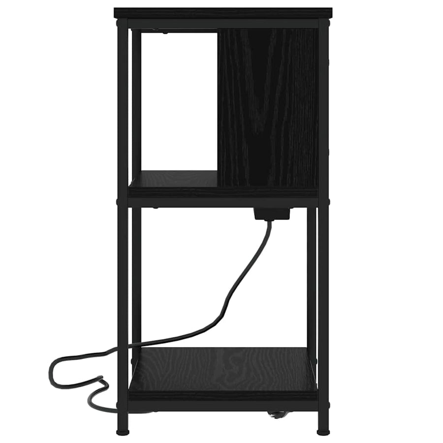 Nachtkastje 2 pcs Zwart eiken 38 x 31 x 61 cm Bewerkt hout