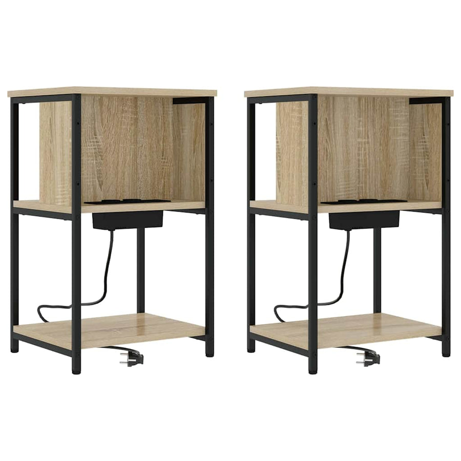 Nachtkastje 2 pcs Sonoma eiken 38 x 31 x 61 cm Bewerkt hout