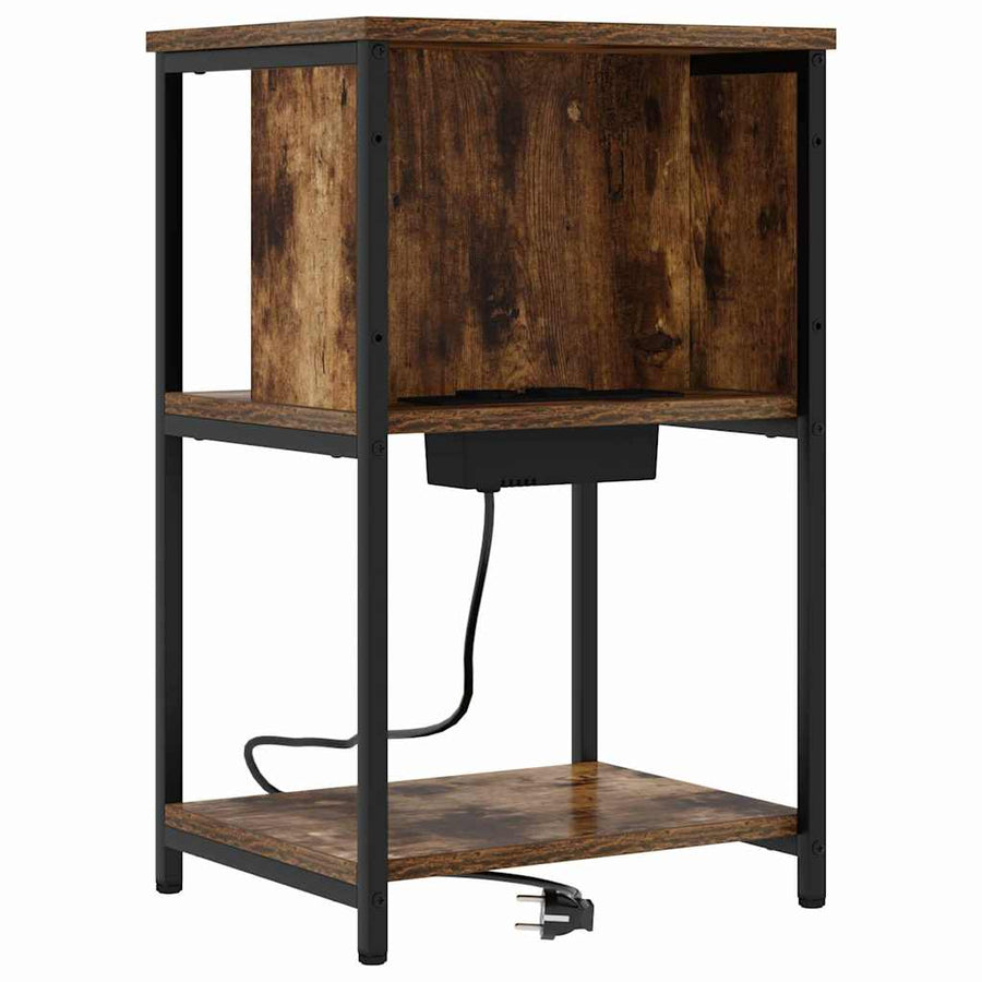 Nachtkastje Gerookt eiken 38 x 31 x 61 cm Bewerkt hout