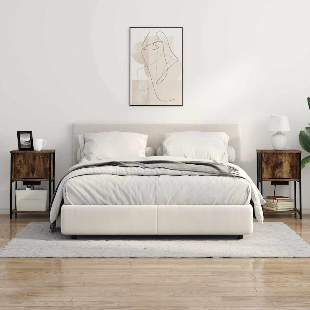 Nachtkastje 2 pcs Gerookt eiken 38 x 31 x 61 cm Bewerkt hout