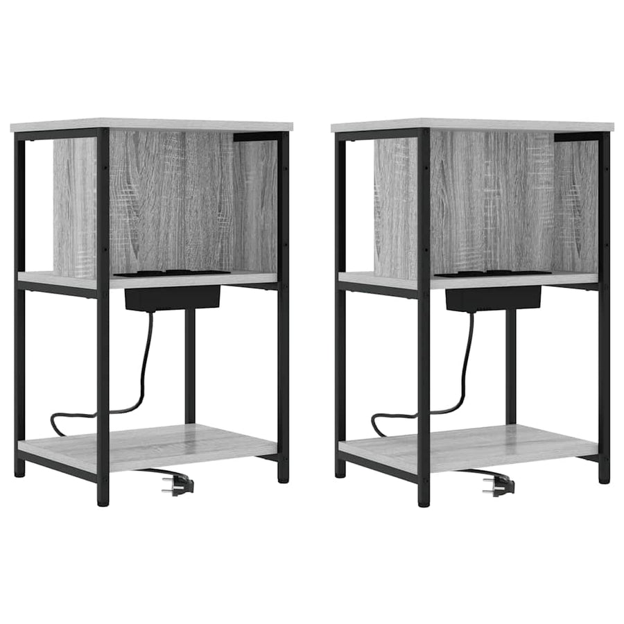 Nachtkastje 2 pcs Grijs sonoma 38 x 31 x 61 cm Bewerkt hout