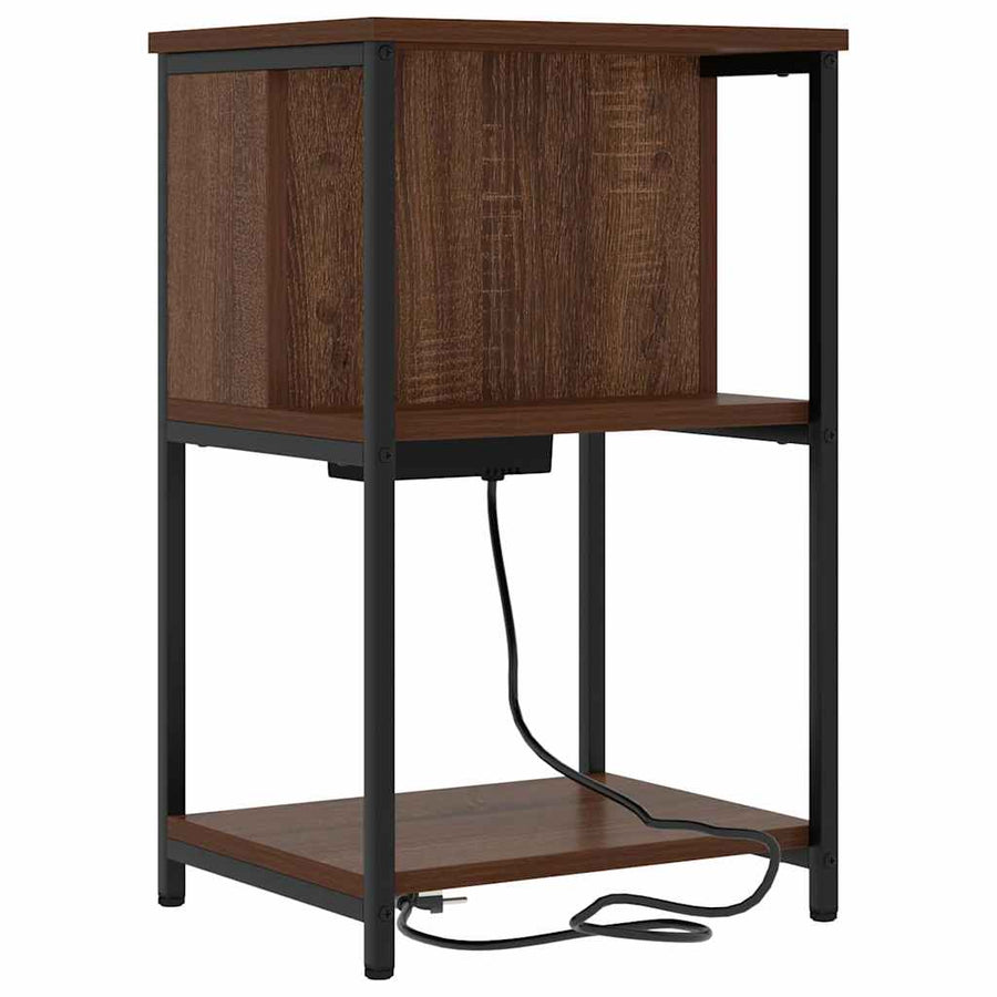 Nachtkastje bruin eikenkleur 38 x 31 x 61 cm Bewerkt hout