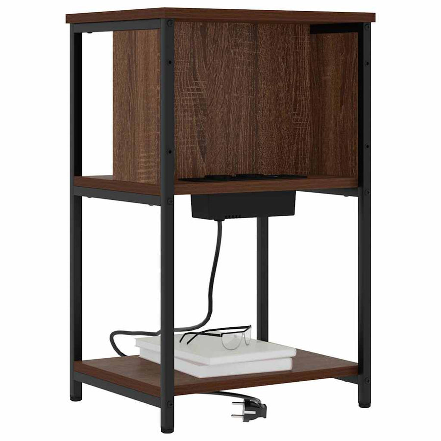 Nachtkastje 2 pcs bruin eikenkleur 38 x 31 x 61 cm Bewerkt hout