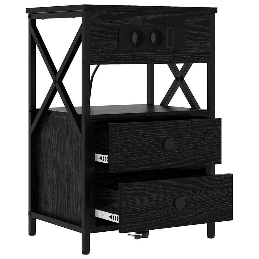 Nachtkastje 2 pcs Zwart eiken 40 x 31 x 60 cm Bewerkt hout