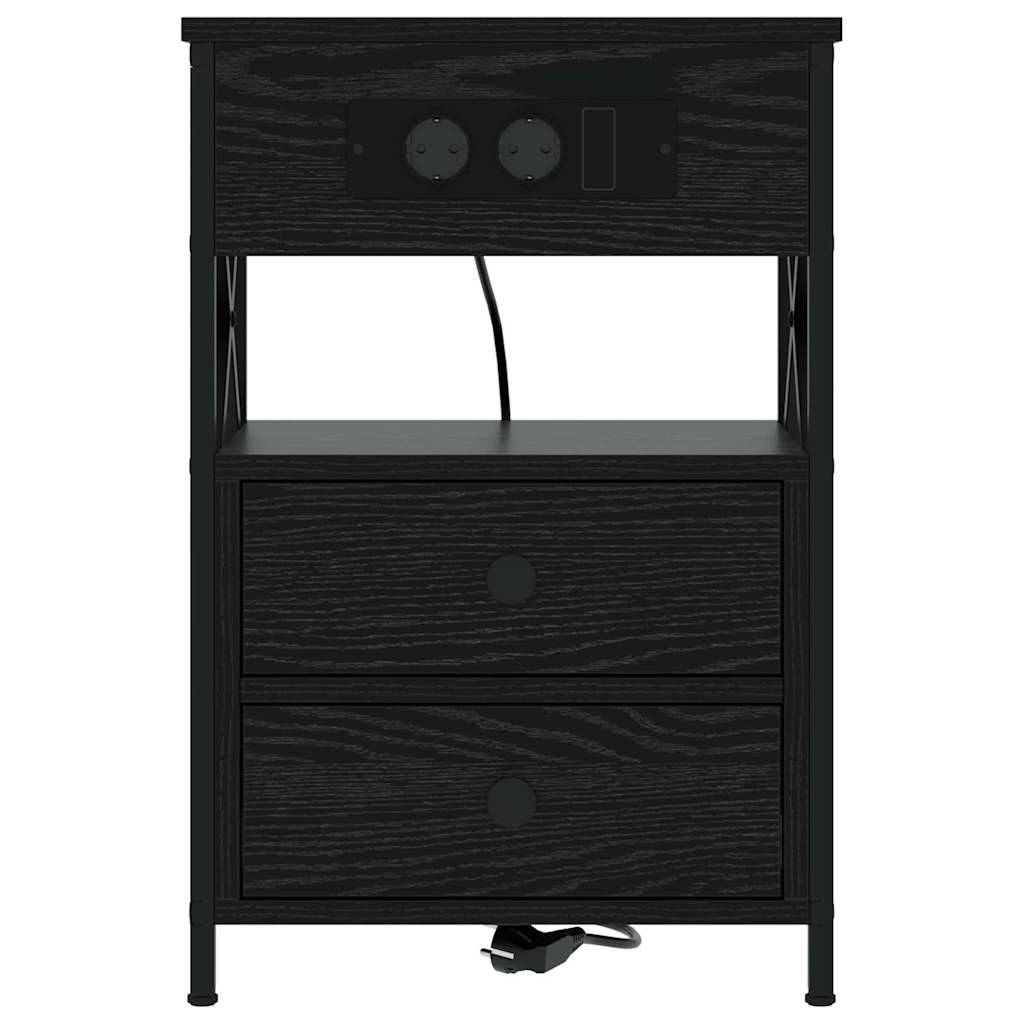 Nachtkastje 2 pcs Zwart eiken 40 x 31 x 60 cm Bewerkt hout