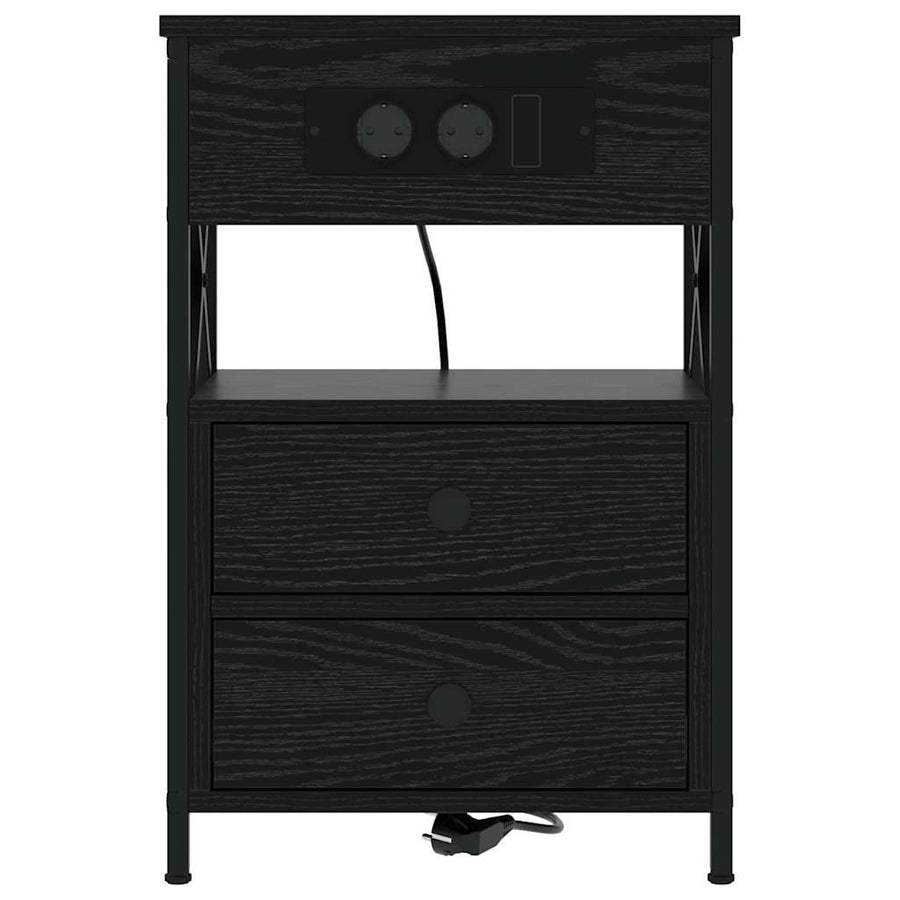Nachtkastje 2 pcs Zwart eiken 40 x 31 x 60 cm Bewerkt hout