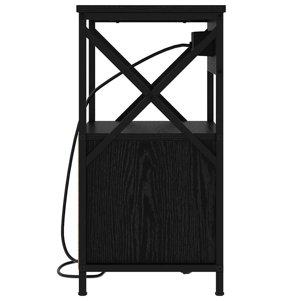 Nachtkastje 2 pcs Zwart eiken 40 x 31 x 60 cm Bewerkt hout