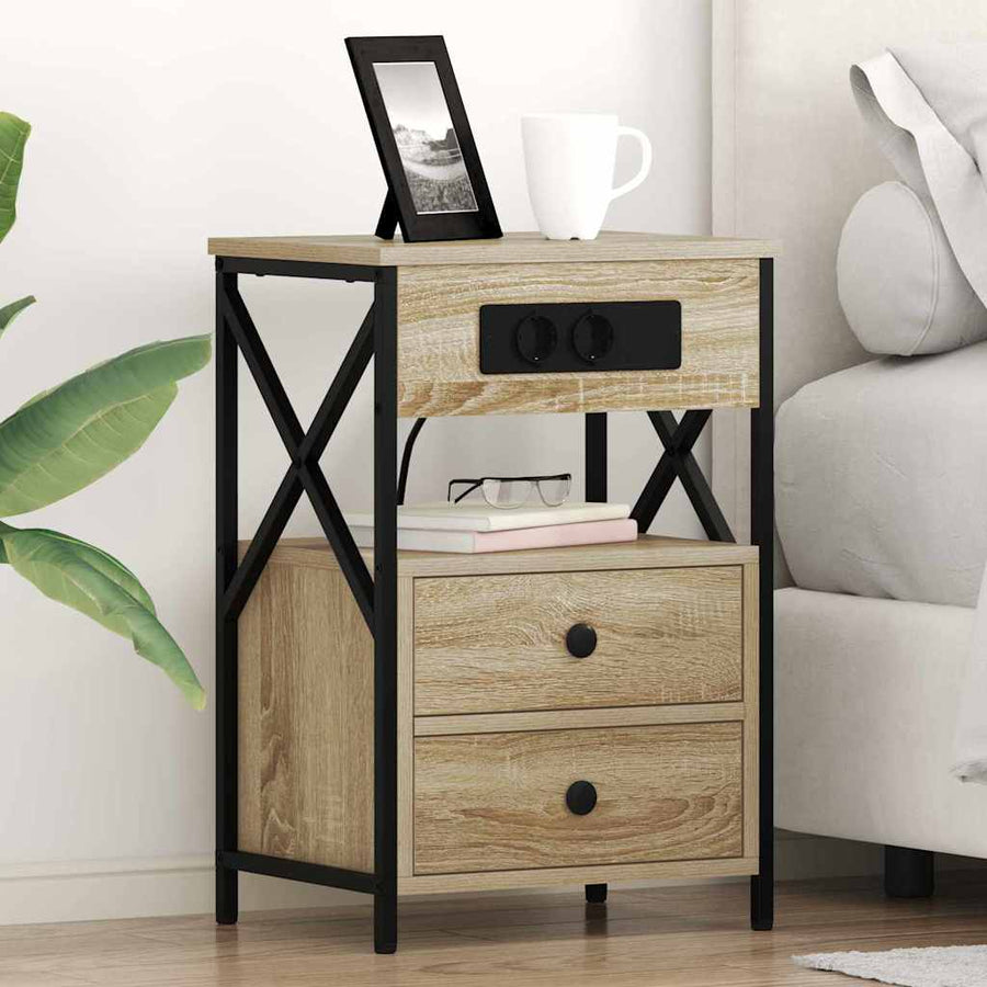 Nachtkastje met lade Sonoma eiken 40 x 31 x 60 cm Bewerkt hout