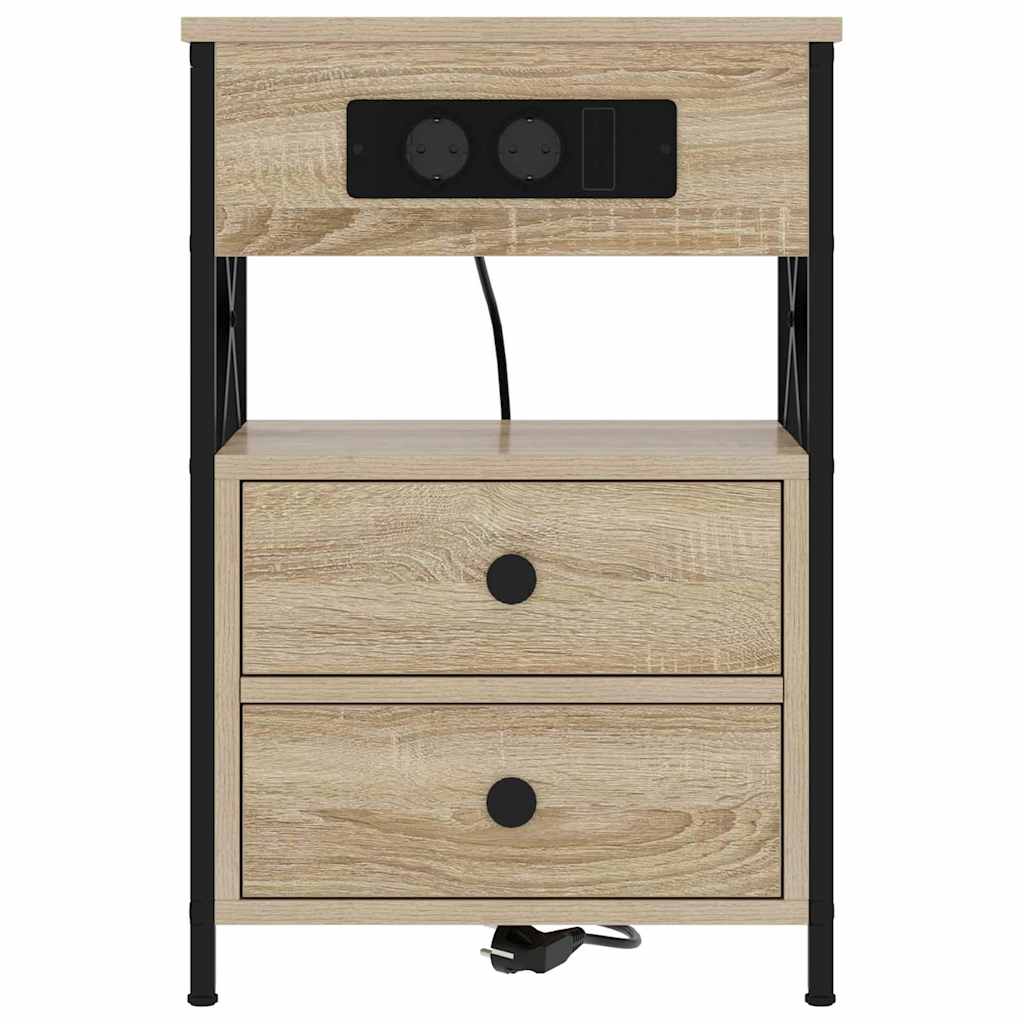 Nachtkastje 2 pcs Sonoma eiken 40 x 31 x 60 cm Bewerkt hout