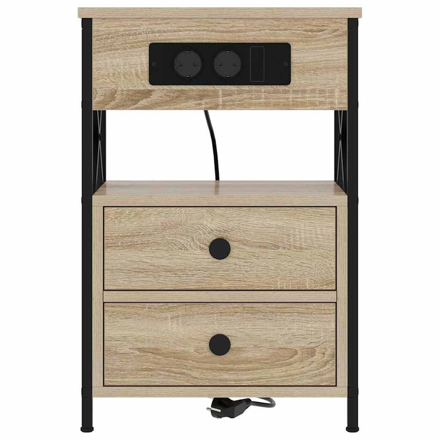Nachtkastje 2 pcs Sonoma eiken 40 x 31 x 60 cm Bewerkt hout