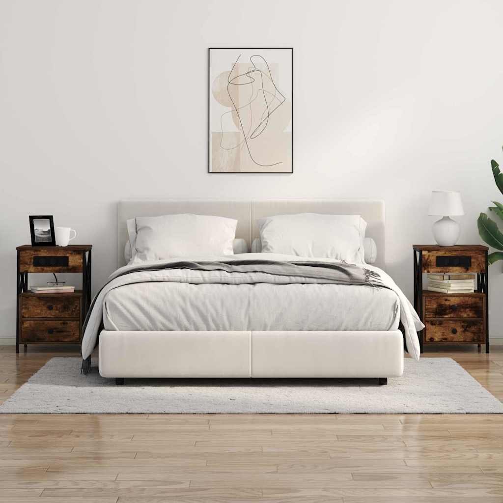 Nachtkastje met lade Gerookt eiken 40 x 31 x 60 cm Bewerkt hout