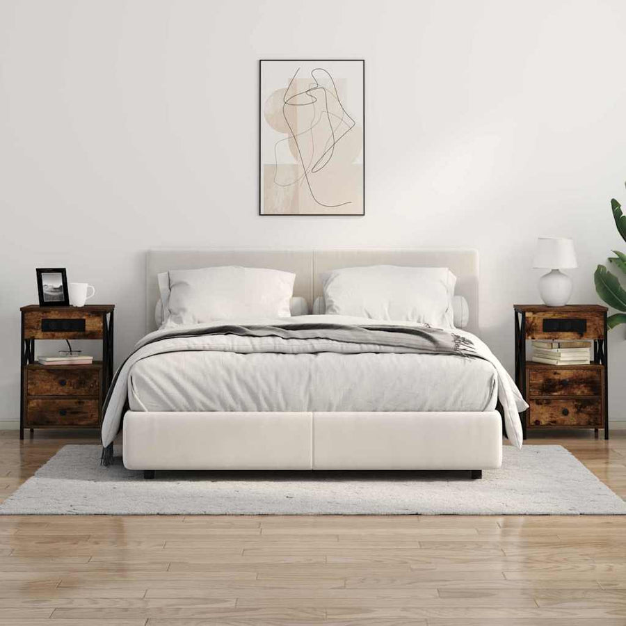 Nachtkastje met lade Gerookt eiken 40 x 31 x 60 cm Bewerkt hout