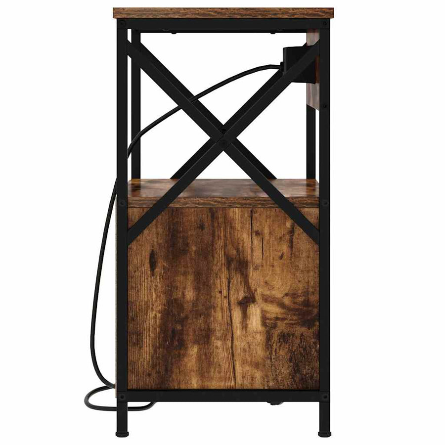 Nachtkastje met lade Gerookt eiken 40 x 31 x 60 cm Bewerkt hout