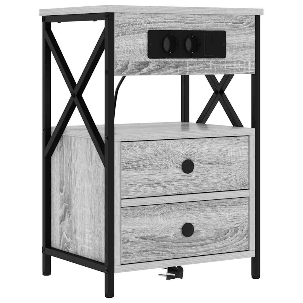 Nachtkastje met lade Grijs sonoma 40 x 31 x 60 cm Bewerkt hout