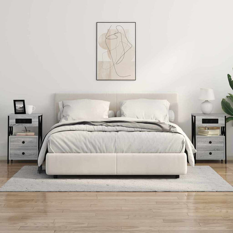 Nachtkastje 2 pcs Grijs sonoma 40 x 31 x 60 cm Bewerkt hout