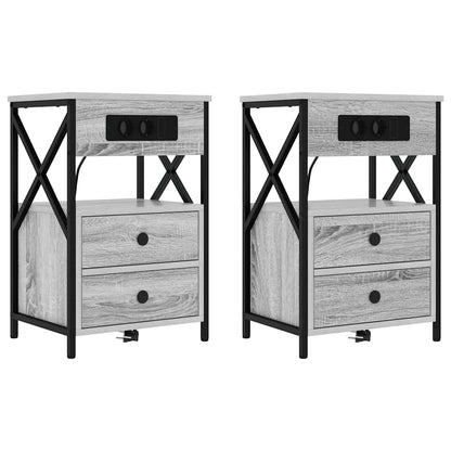 Nachtkastje 2 pcs Grijs sonoma 40 x 31 x 60 cm Bewerkt hout