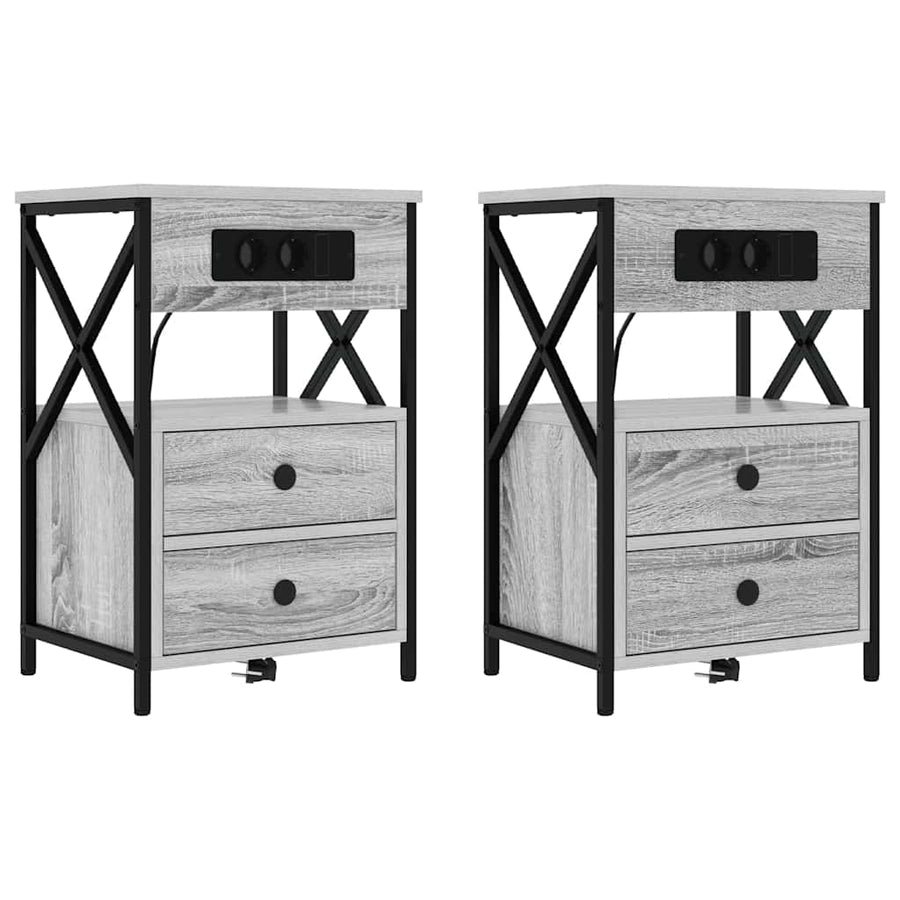 Nachtkastje 2 pcs Grijs sonoma 40 x 31 x 60 cm Bewerkt hout