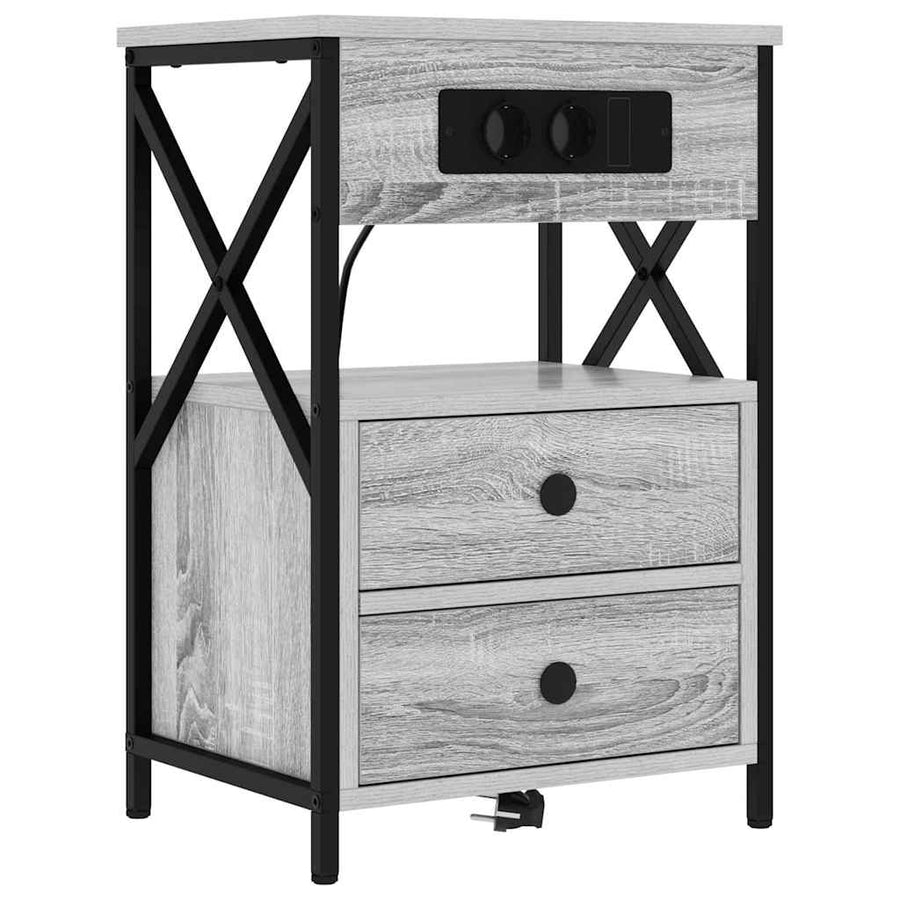 Nachtkastje 2 pcs Grijs sonoma 40 x 31 x 60 cm Bewerkt hout