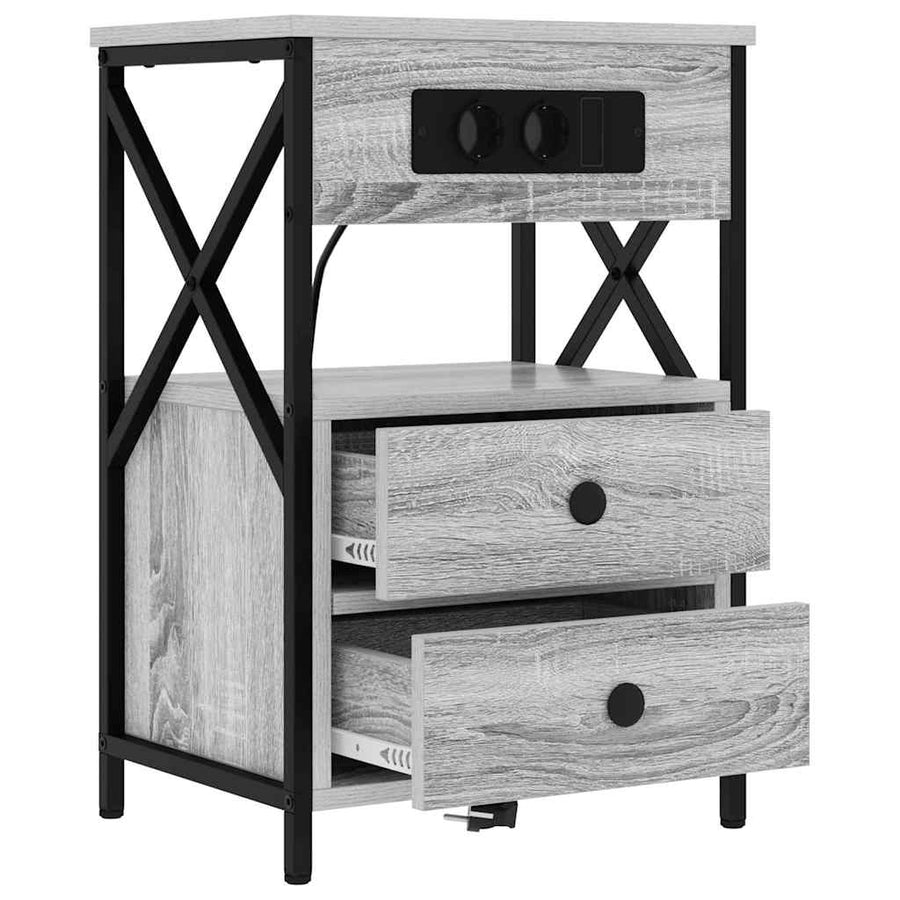 Nachtkastje 2 pcs Grijs sonoma 40 x 31 x 60 cm Bewerkt hout