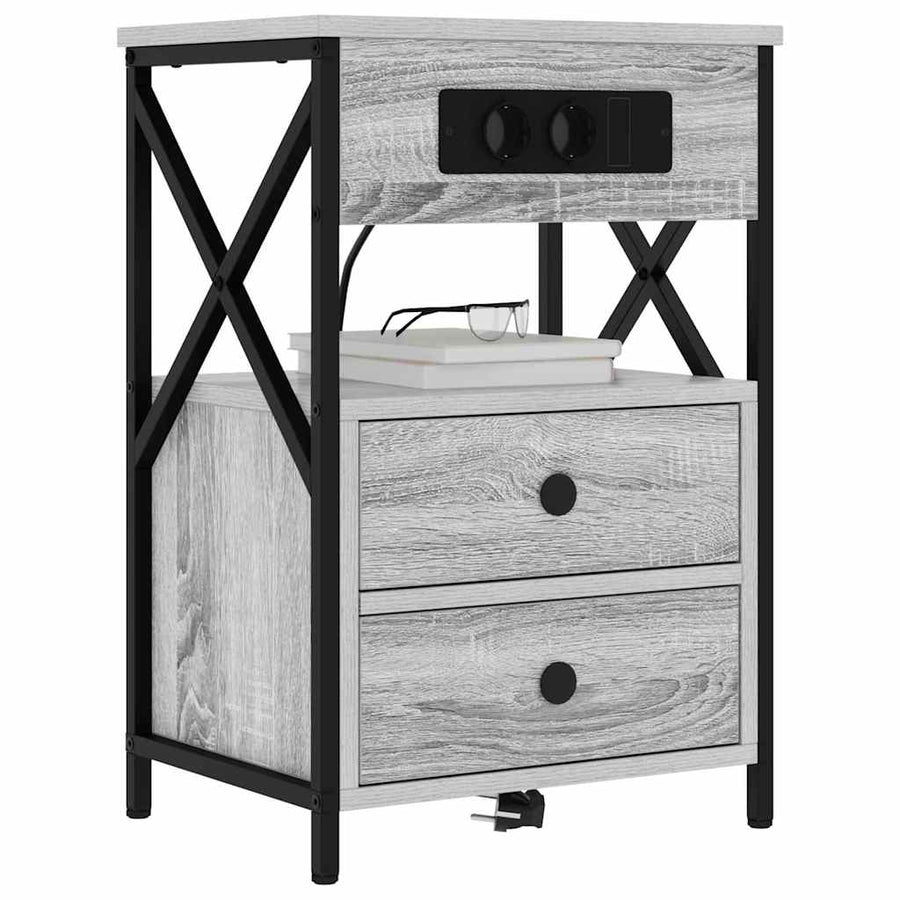 Nachtkastje 2 pcs Grijs sonoma 40 x 31 x 60 cm Bewerkt hout