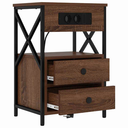 Nachtkastje 2 pcs bruin eikenkleur 40 x 31 x 60 cm Bewerkt hout