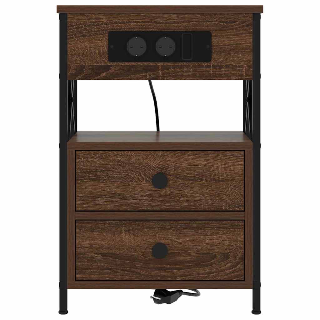Nachtkastje 2 pcs bruin eikenkleur 40 x 31 x 60 cm Bewerkt hout