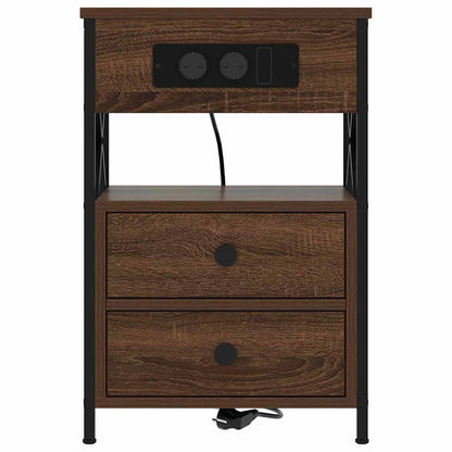 Nachtkastje 2 pcs bruin eikenkleur 40 x 31 x 60 cm Bewerkt hout