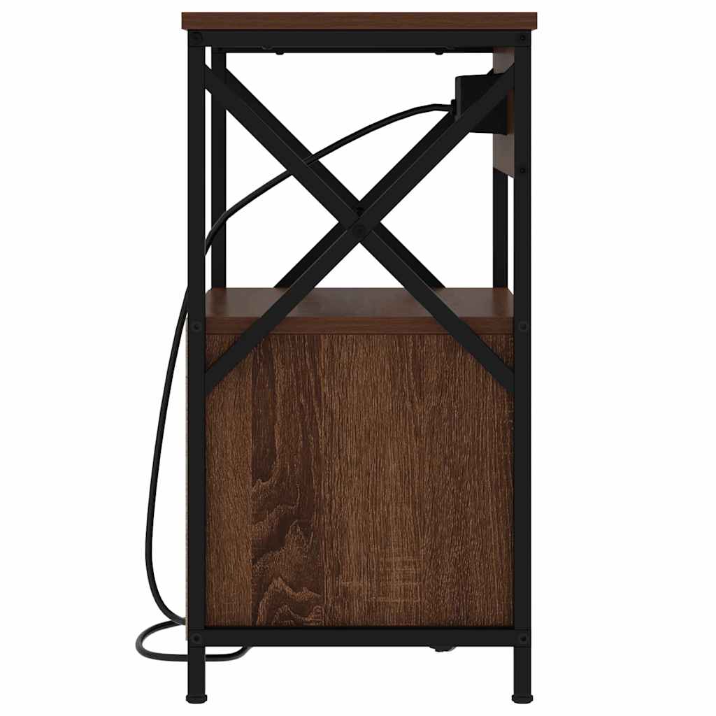 Nachtkastje 2 pcs bruin eikenkleur 40 x 31 x 60 cm Bewerkt hout