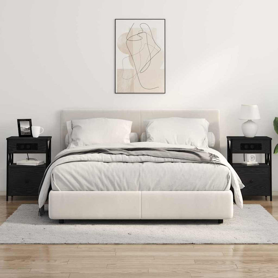 Bedside kasten 2 pcs Zwart eiken 40 x 31 x 60 cm Bewerkt hout