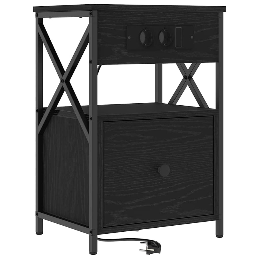 Bedside kasten 2 pcs Zwart eiken 40 x 31 x 60 cm Bewerkt hout