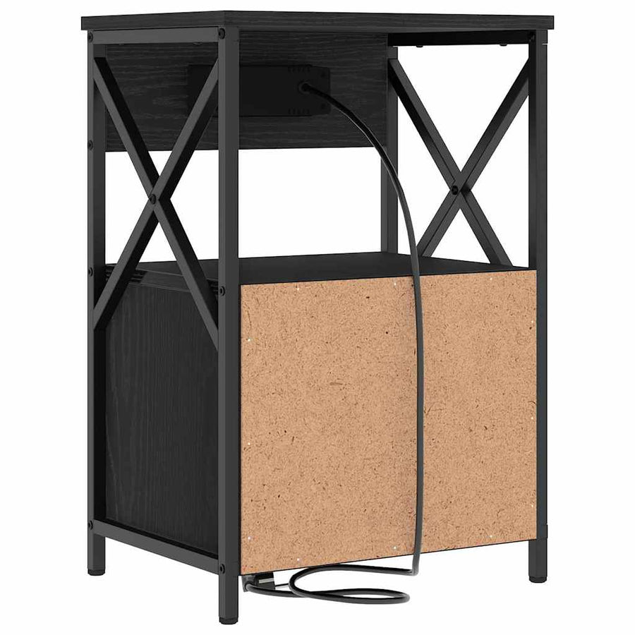 Bedside kasten 2 pcs Zwart eiken 40 x 31 x 60 cm Bewerkt hout