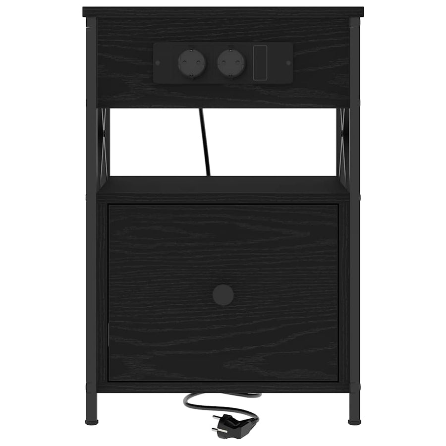 Bedside kasten 2 pcs Zwart eiken 40 x 31 x 60 cm Bewerkt hout