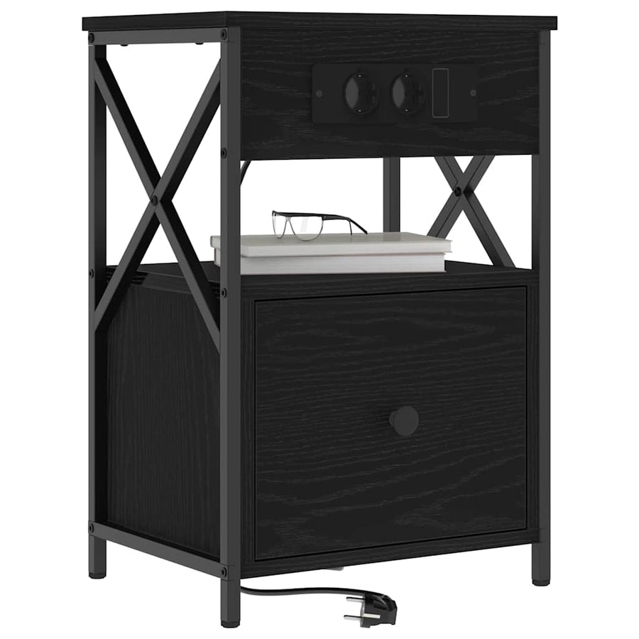 Bedside kasten 2 pcs Zwart eiken 40 x 31 x 60 cm Bewerkt hout