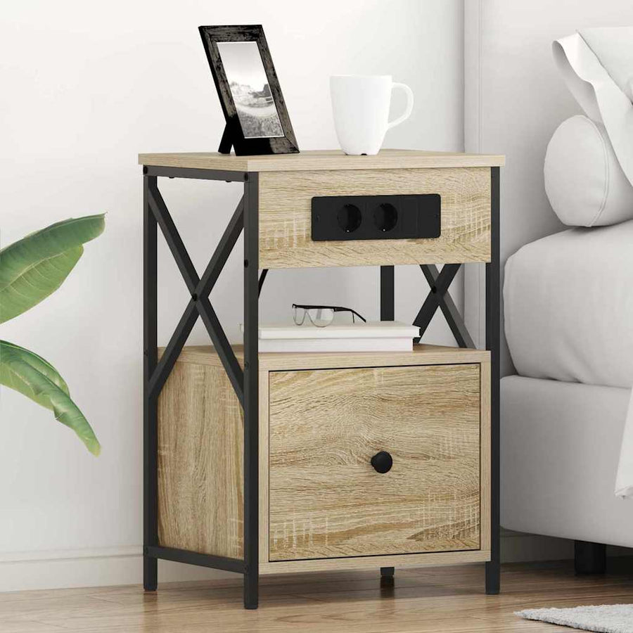 Bedside kasten 2 pcs Sonoma eiken 40 x 31 x 60 cm Bewerkt hout