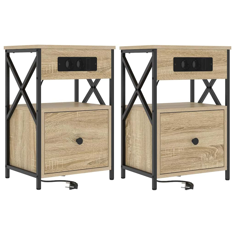 Bedside kasten 2 pcs Sonoma eiken 40 x 31 x 60 cm Bewerkt hout