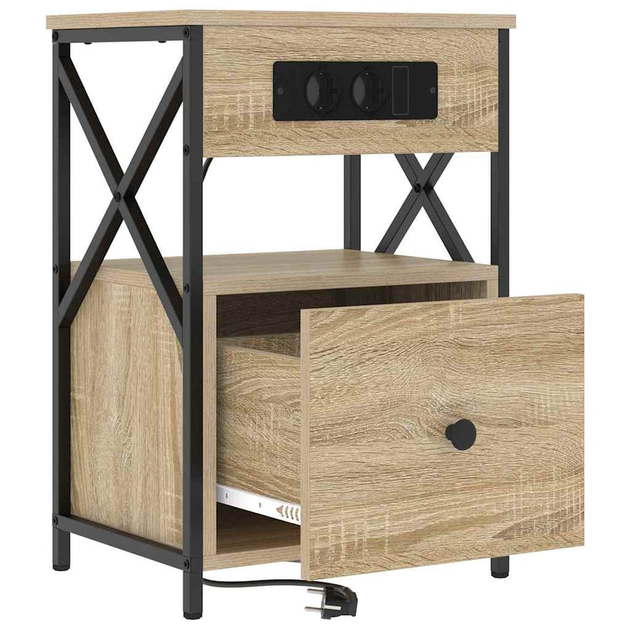 Bedside kasten 2 pcs Sonoma eiken 40 x 31 x 60 cm Bewerkt hout