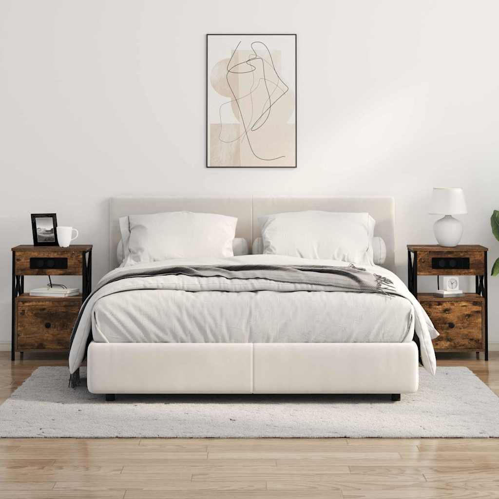 Nachtkastje met lade Gerookt eiken 40 x 31 x 60 cm Bewerkt hout