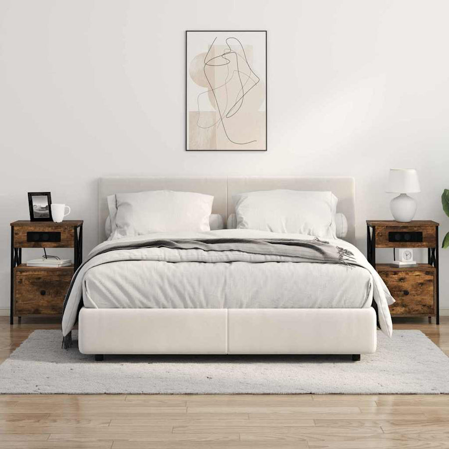 Bedside kasten 2 pcs Gerookt eiken 40 x 31 x 60 cm Bewerkt hout