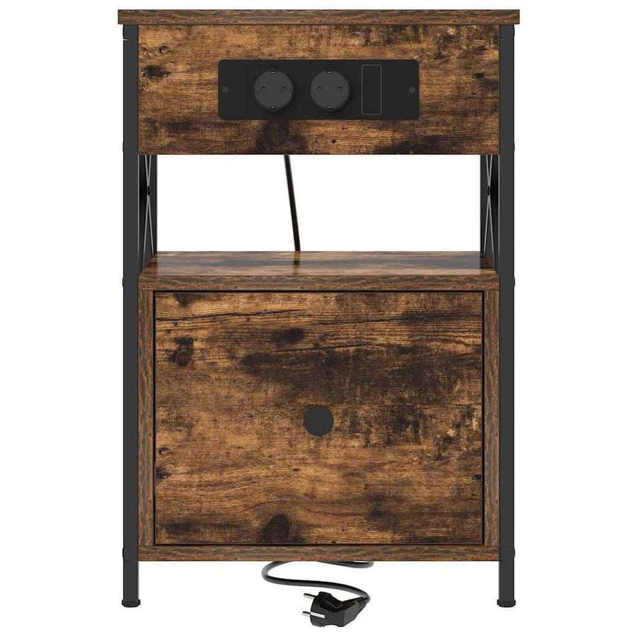 Bedside kasten 2 pcs Gerookt eiken 40 x 31 x 60 cm Bewerkt hout