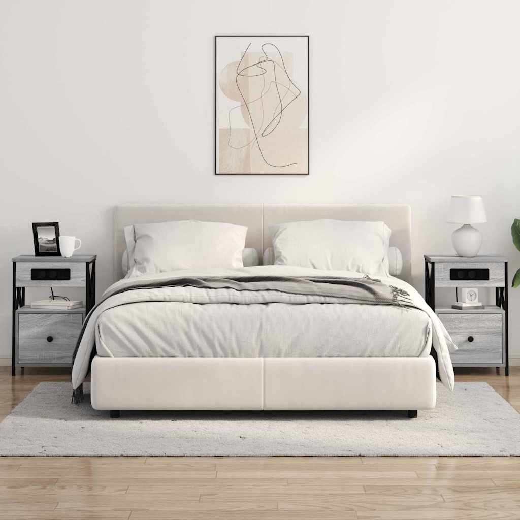 Bedside kasten 2 pcs Grijs sonoma 40 x 31 x 60 cm Bewerkt hout