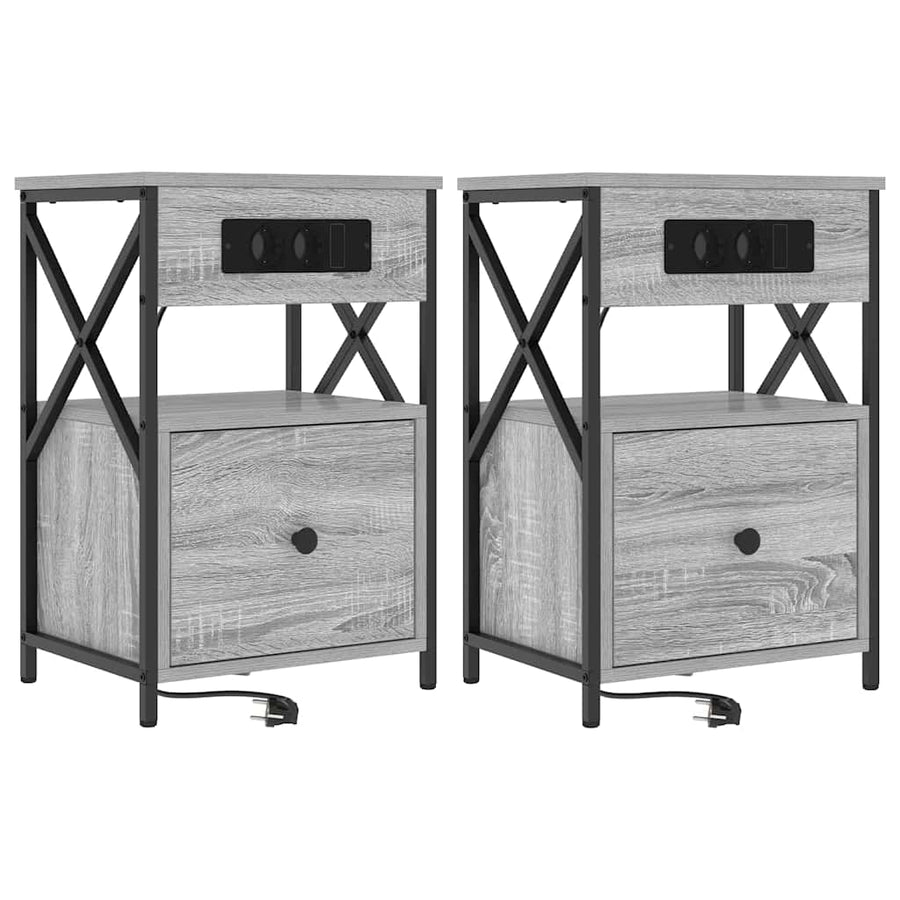 Bedside kasten 2 pcs Grijs sonoma 40 x 31 x 60 cm Bewerkt hout
