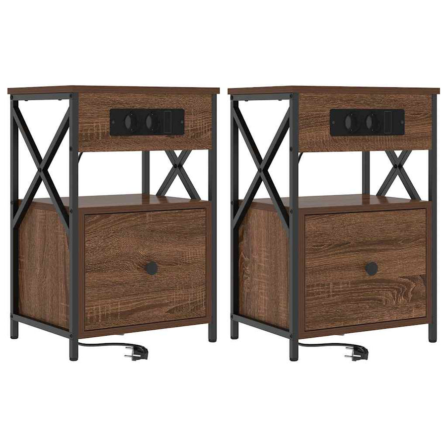 Bedside kasten met lade 2 pcs bruin eikenkleur 40 x 31 x 60 cm