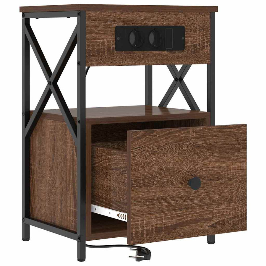 Bedside kasten met lade 2 pcs bruin eikenkleur 40 x 31 x 60 cm