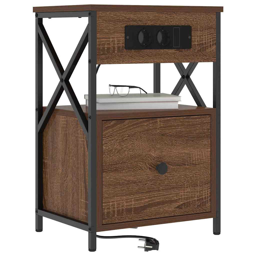 Bedside kasten met lade 2 pcs bruin eikenkleur 40 x 31 x 60 cm