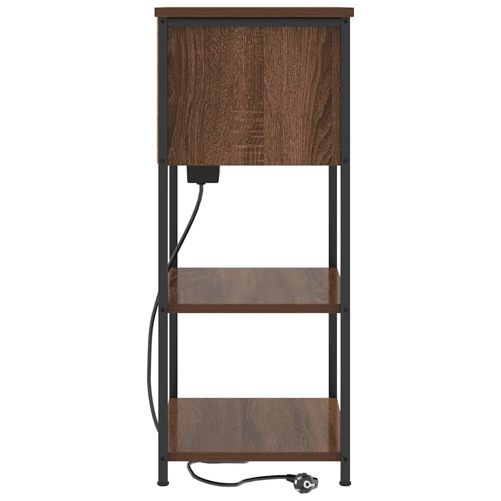 Nachtkastje bruin eikenkleur 55 x 31 x 76 cm Bewerkt hout
