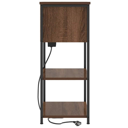 Nachtkastje bruin eikenkleur 55 x 31 x 76 cm Bewerkt hout