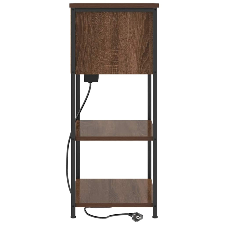 Nachtkastje bruin eikenkleur 55 x 31 x 76 cm Bewerkt hout