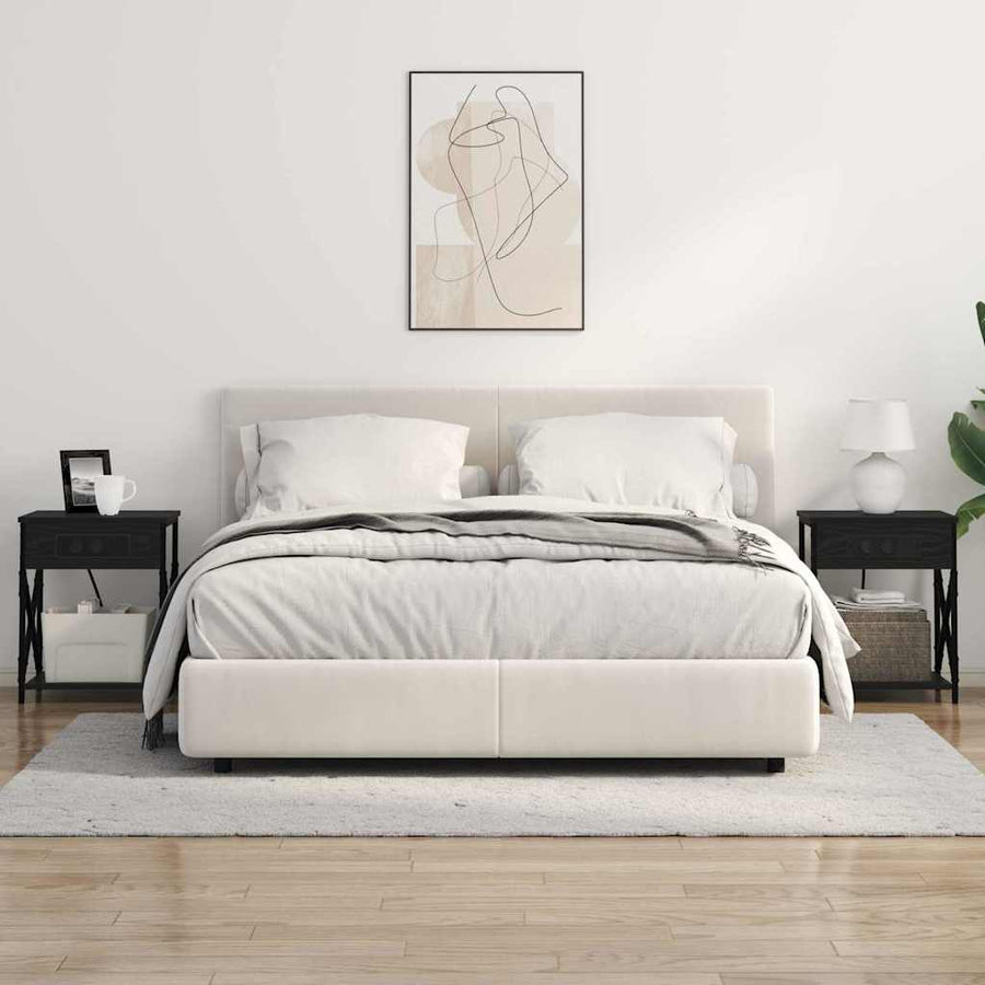 Nachtkastje met lade Zwart eiken 41 x 31 x 51 cm Bewerkt hout