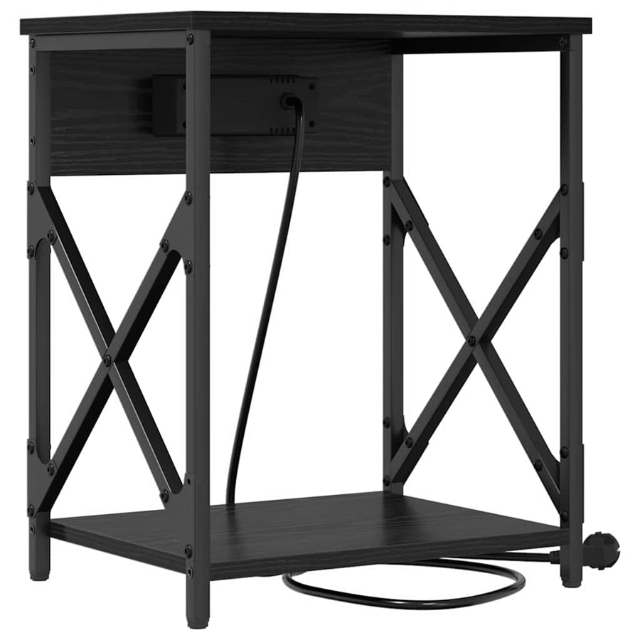Nachtkastje 2 pcs Zwart eiken 41 x 31 x 51 cm Bewerkt hout