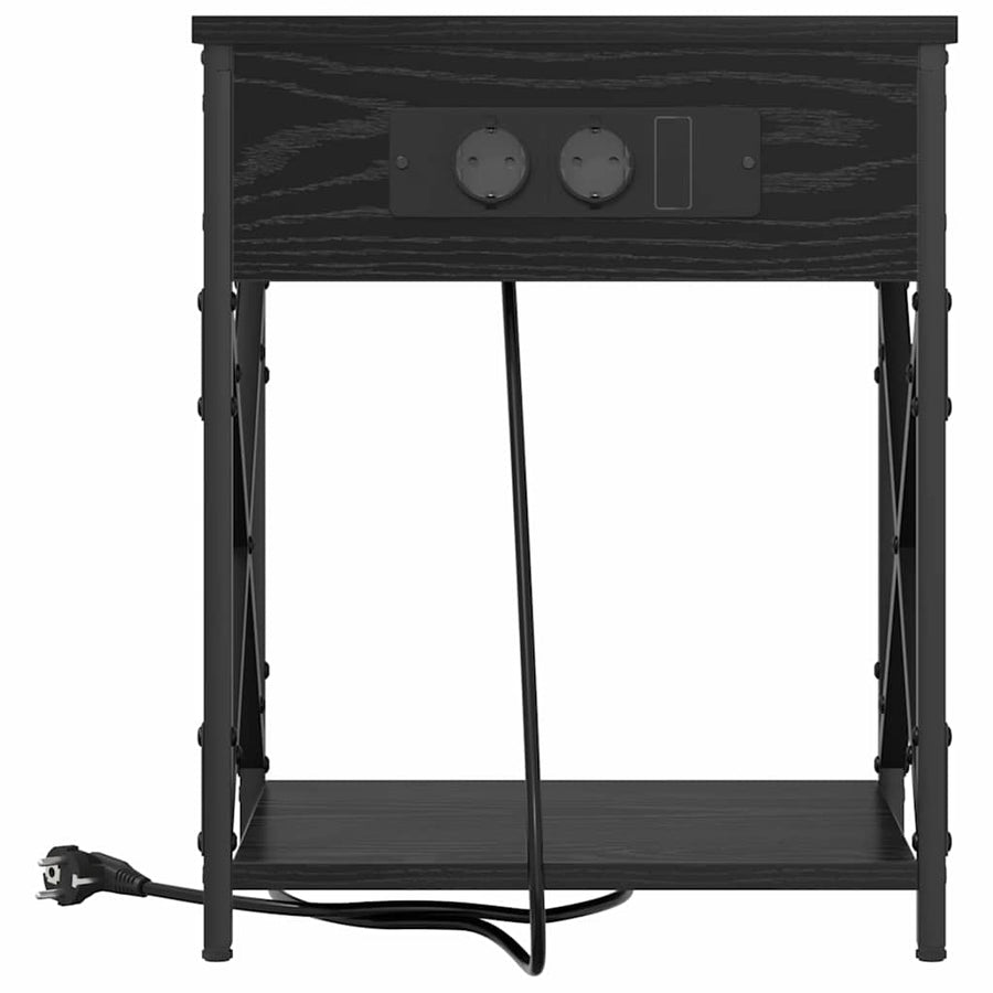 Nachtkastje 2 pcs Zwart eiken 41 x 31 x 51 cm Bewerkt hout